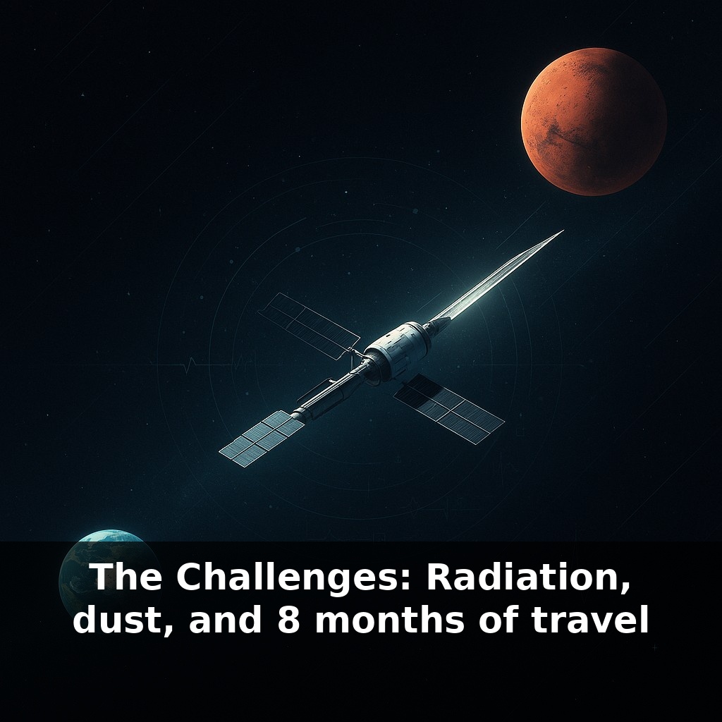 The Challenges: Radiation, dust, and 8 months of travel